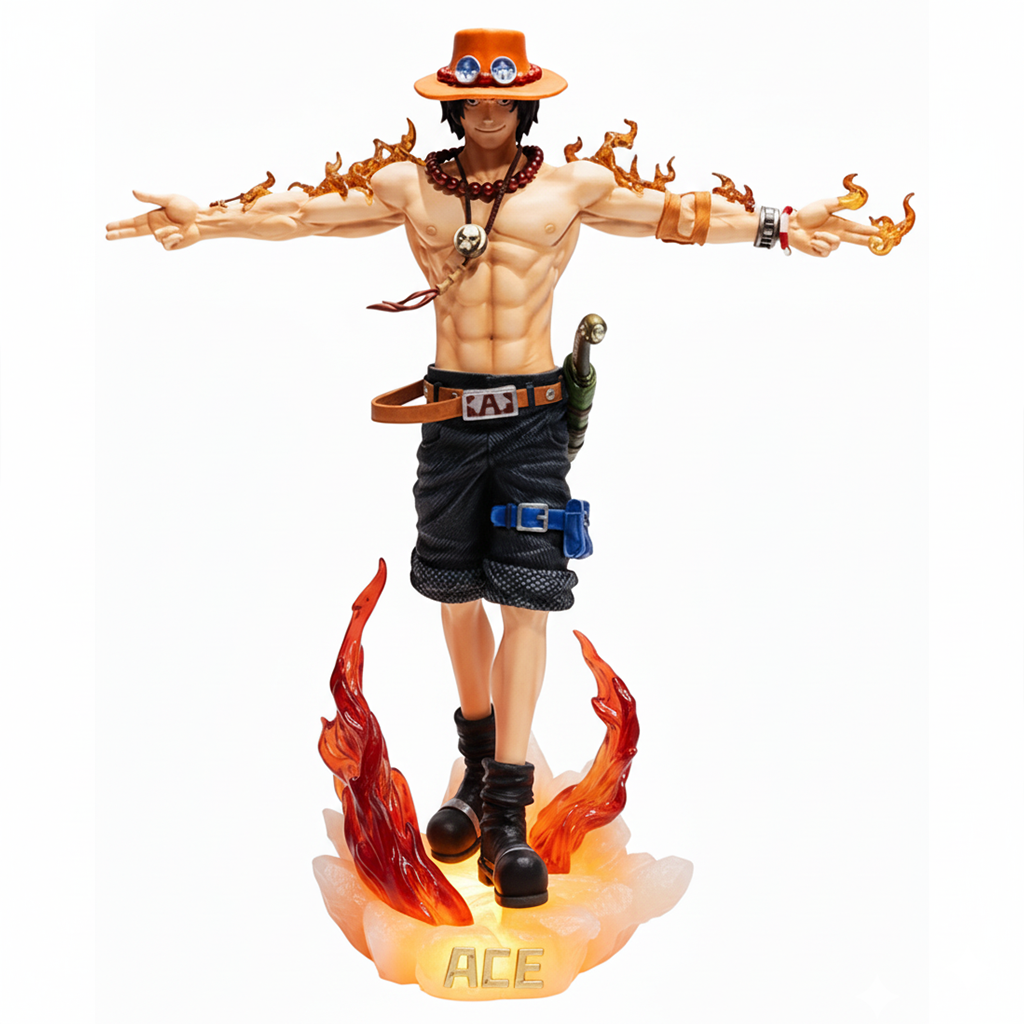 Fire Fist Ace Figurine, CrossFire Pose - LED Base, 28cm/11in